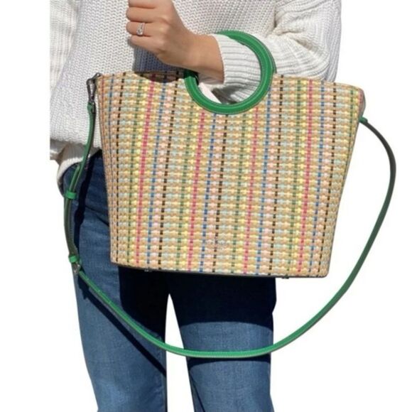 Kate Spade Jena Straw Leather Large Tote - Picture 1 of 15